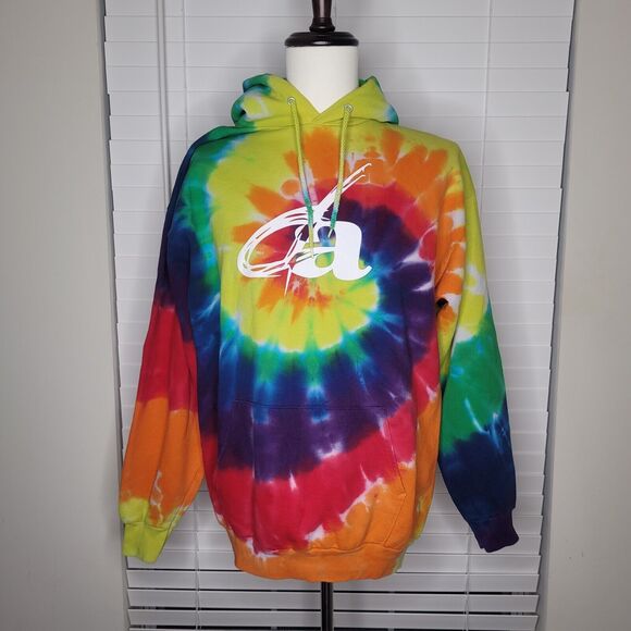 Rainbowcore Tie-dye Milleniwave Kidcore Colorburst Pullover Hoodie Sweater Large - Picture 1 of 6